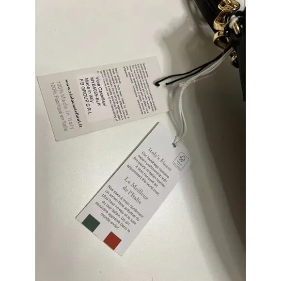 NWT Viola Castellani smooth black leather bucket bag - Picture 9 of 12